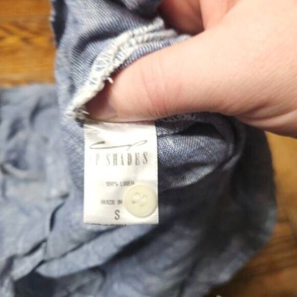 CP Shades blue linen Boxy Crop button down shirt sz Small - Picture 3 of 5